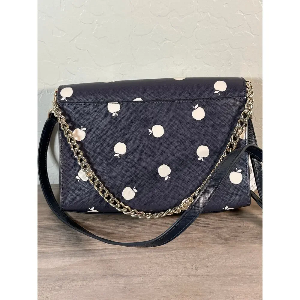NEW Kate Spade‎ Apple Carson Orchard Convertible Crossbody Bag Navy Leather